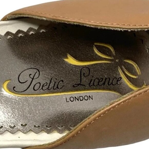 Poetic License Feel The Rhythm Cream and Tan Leather Peep Toe Pump - Size 9 - Picture 6 of 6